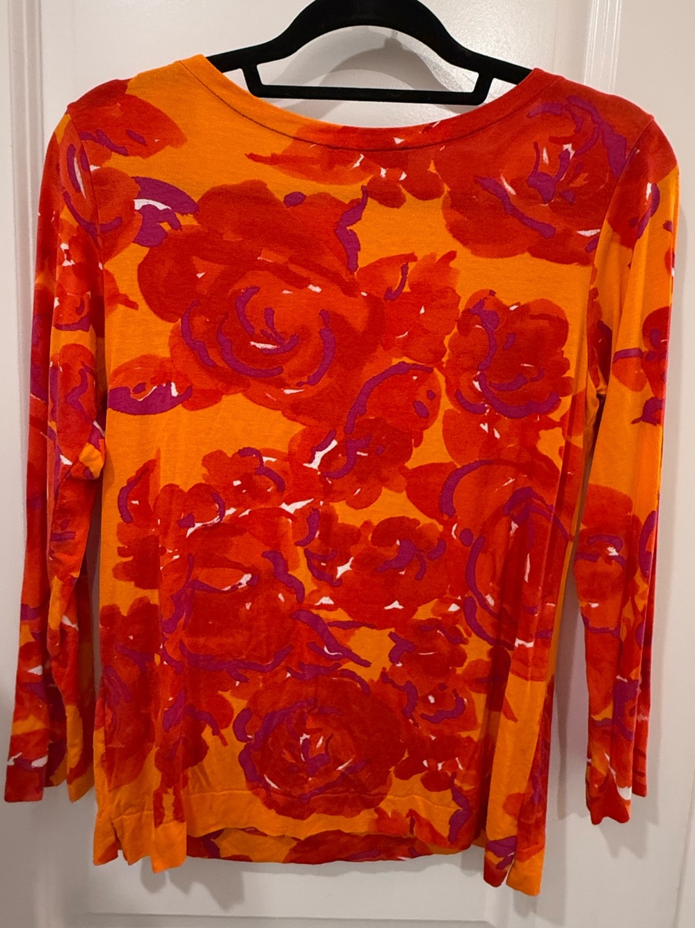 Piazza Sempione Made in Italy Floral Scoop Neck Top Orange Red Pink Designer” - Picture 6 of 8